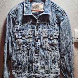 True Religon Ultra Distressed Rope Stitched Trucker Jacket- L