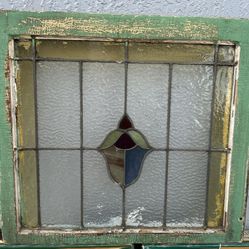 Vintage, Antique Hanging Stain Glass Windowpane 