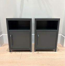 New Modern Set of 2 Steel Nightstand Storage Cabinet with Shelf, Nightstands
