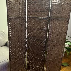 3 panel wicker room divider