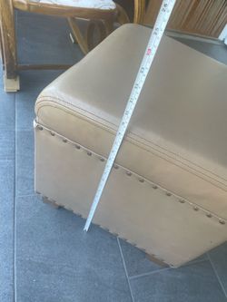 Square Leather Ottoman / Footstool with Nailhead Trim