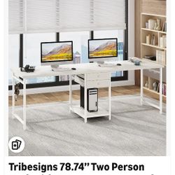 White Desks Home Office Setup w/ Storage