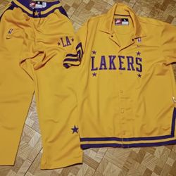 Vtg Nike LA Lakers warm up jersey n pants yellow purple . ( kobe .west .Kareem shaq lebron