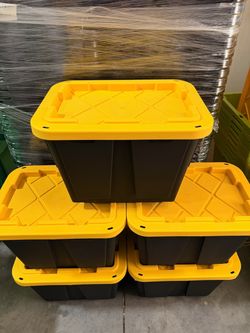 12 GALLON HEAVY DUTY STORAGE BIN W/ LID – BLACK/YELLOW – $ 6 EACH