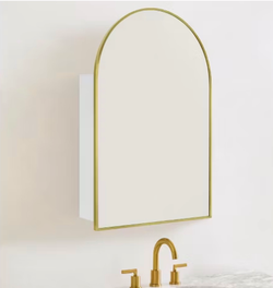 Gold Bathroom Medicine Cabinet with Mirror for Left or Right Opening, Medicine Cabinets for Bathroom, not Recessed, Modern Bathroom Mirror with Storag