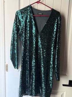 Express green sequin dress
