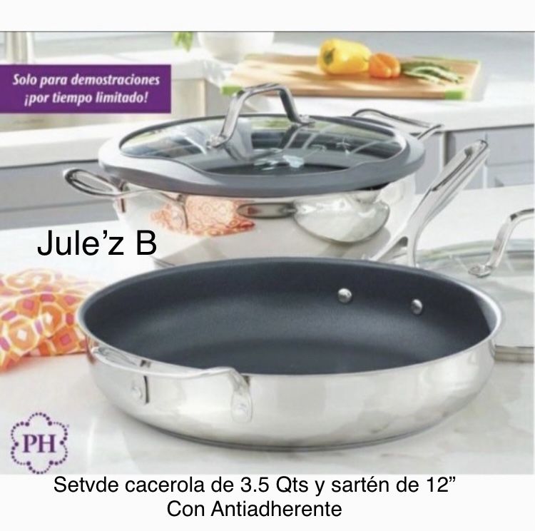 Set De Sartén De 12” Y Cacerola De 3.5 Qts Con Antiadherente Nuevas En Sus Cajas