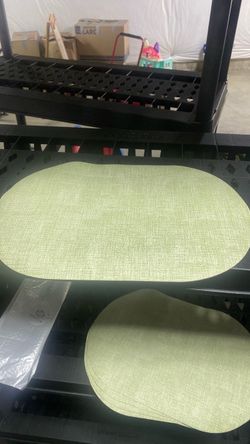 Green oval table mats, green, waterproof
