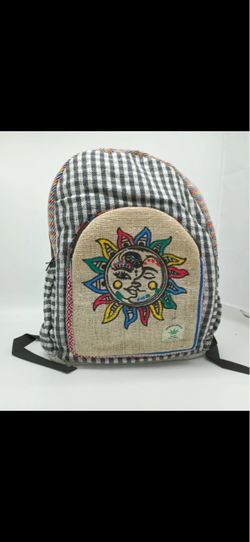 Hemp Backpack with Sun Face Patch