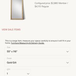 RH 9 Foot Gold Mirror