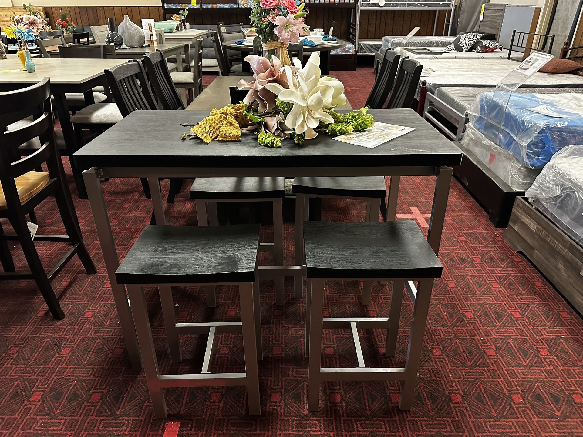 5pc Black High Table Set