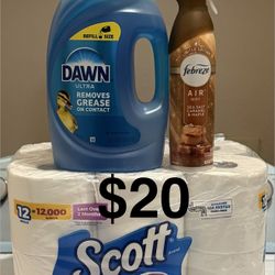 Household Bundle: Scott Toilet Paper, Dawn Dish Soap, & Febreze 