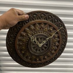 12” Carved Wood Clock