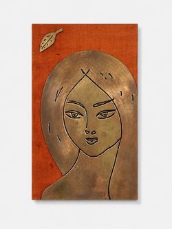 Vintage USSR Soviet Modernist "Autumn" Brass  Woman Wall Plaque, c.1970's - Delivery Available