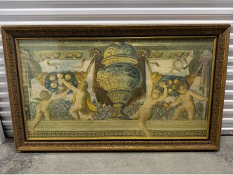 Large Vintage Windsor Art “Gioco di Putti” Framed Wall Art – 60” x 37”