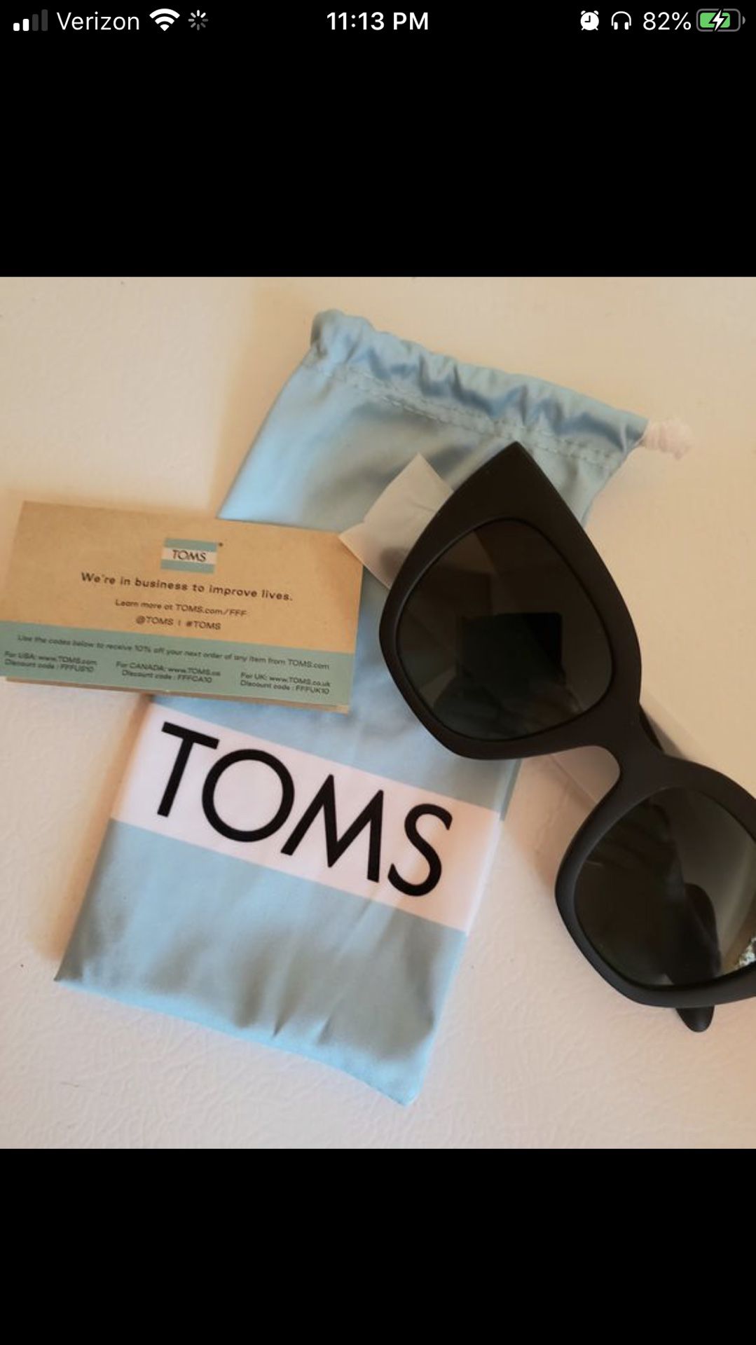Toms Cat eye black matte sunglasses New in Bag