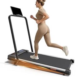 3-in-1 Walking Pad with Handle Bar, 2.5 HP Quiet Walking Pad Treadmill with 265 LBS Capacity, Portable Under Desk Treadmill, Foldable Trea