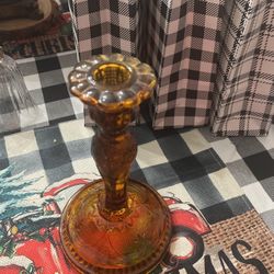 Amber Glass Candle Stick