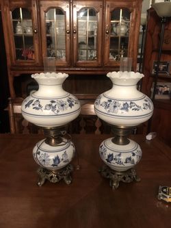 Two Antique Vintage Lamps   Country