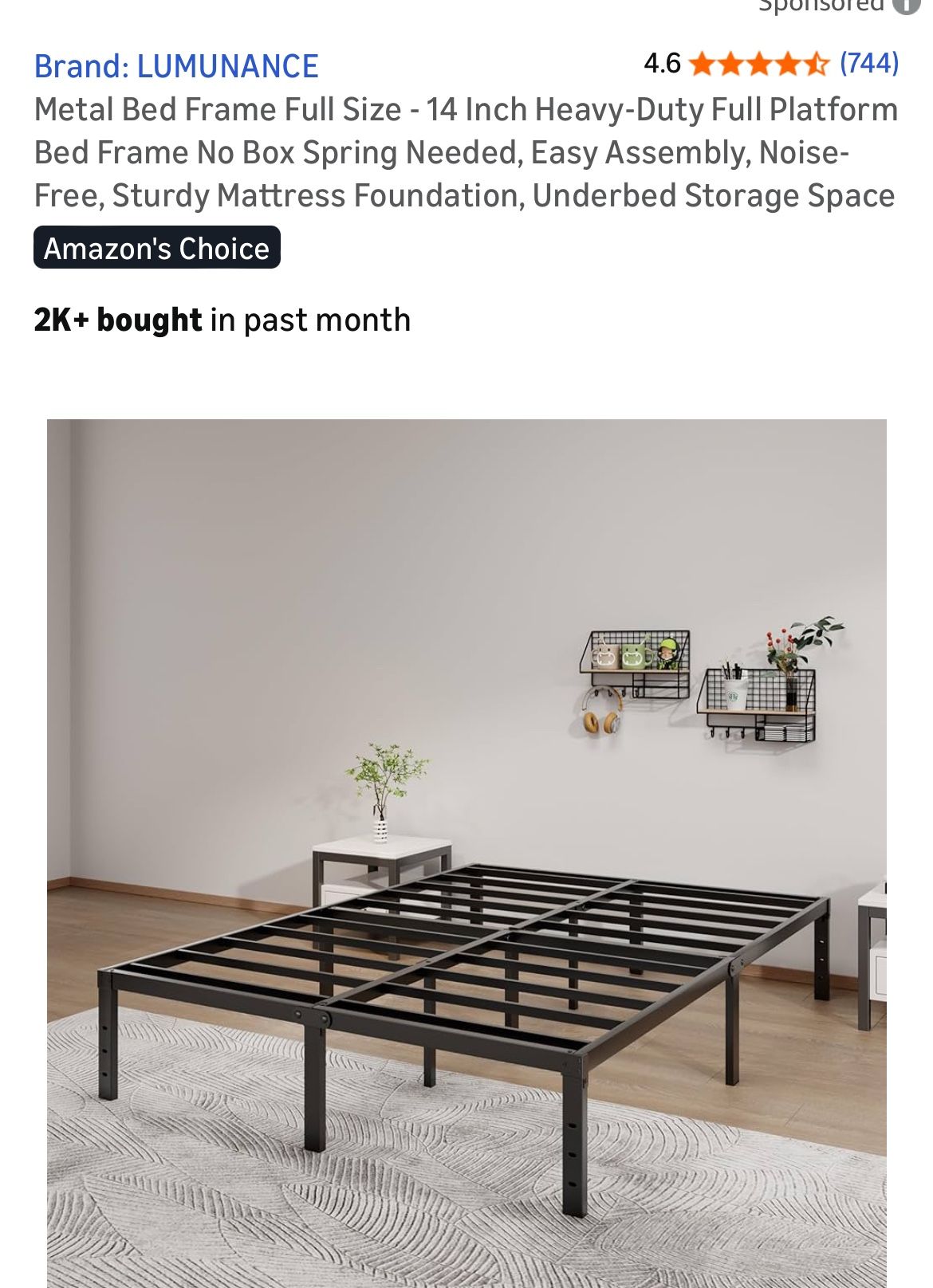 14” Full Size Platform Bed Frame