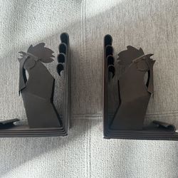 REPRODUCTION Pair Of Edgar Brandt Iron “Rooster” Bookends Heavy