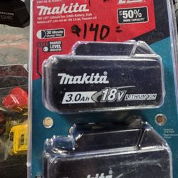 MAKITA 18V LITHIUM ION 3.0AH DUAL PACK NEW 