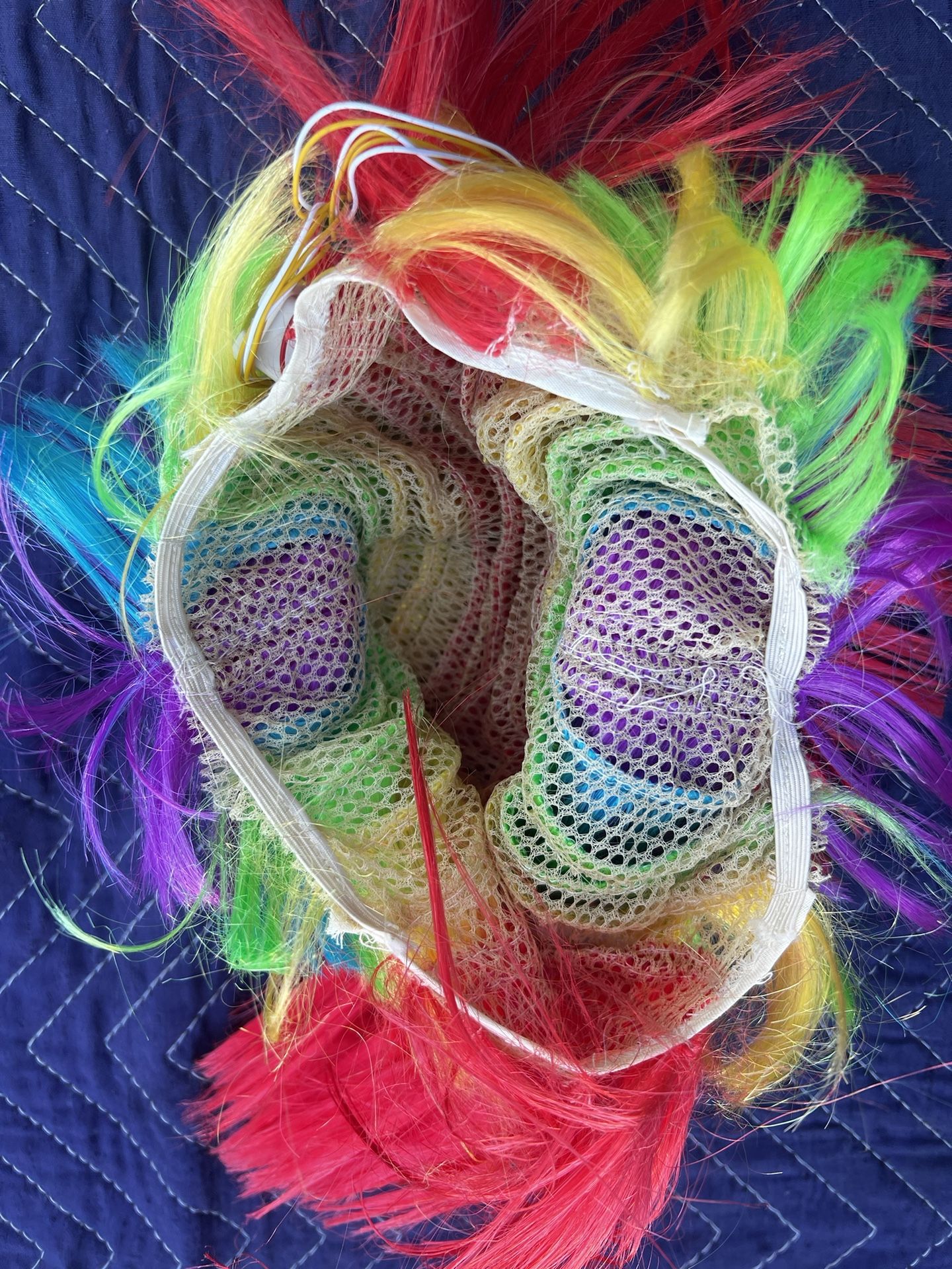 Rainbow Mow hawk Wig , White Wig Pink And Black Wig