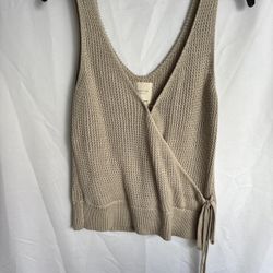 HARPER size L taupe knit sleeveless top