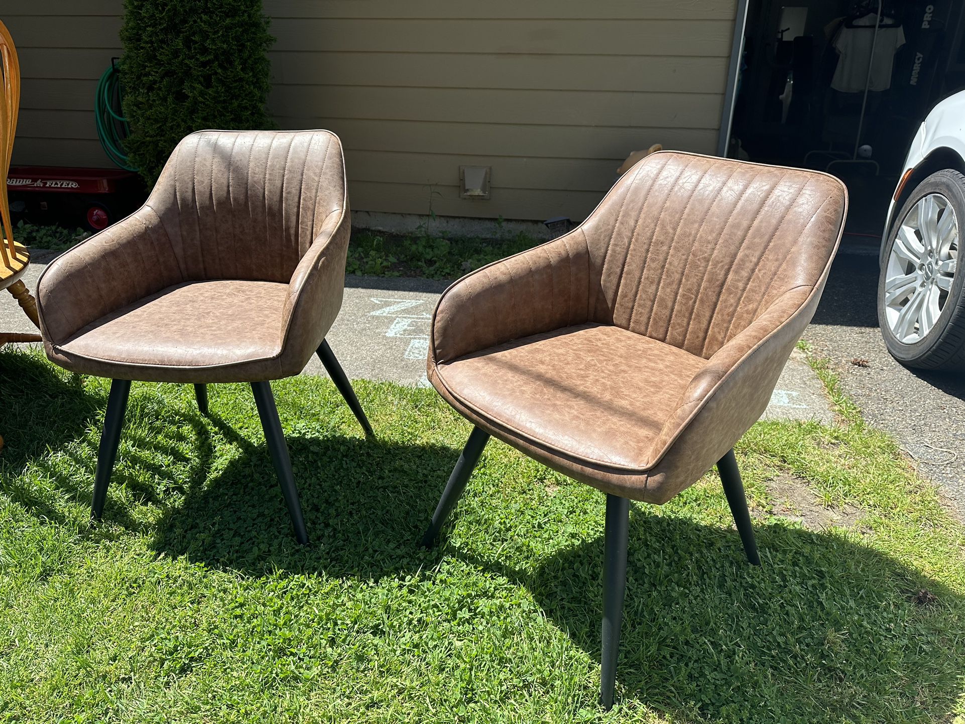Pair Of Faux Leather Chair