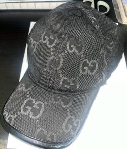 GG monogram web stripe canvas baseball cap hat black