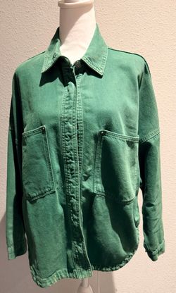 ZARA size small oversized Green Denim Shirt Jacket