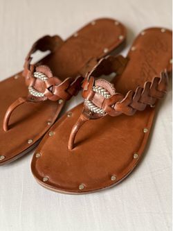 Brown braided leather sandals size 10