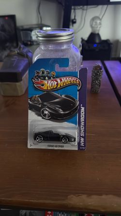 Hot Wheels Black Ferrari 458 Spider Variant Black Interior /Black Base Variation