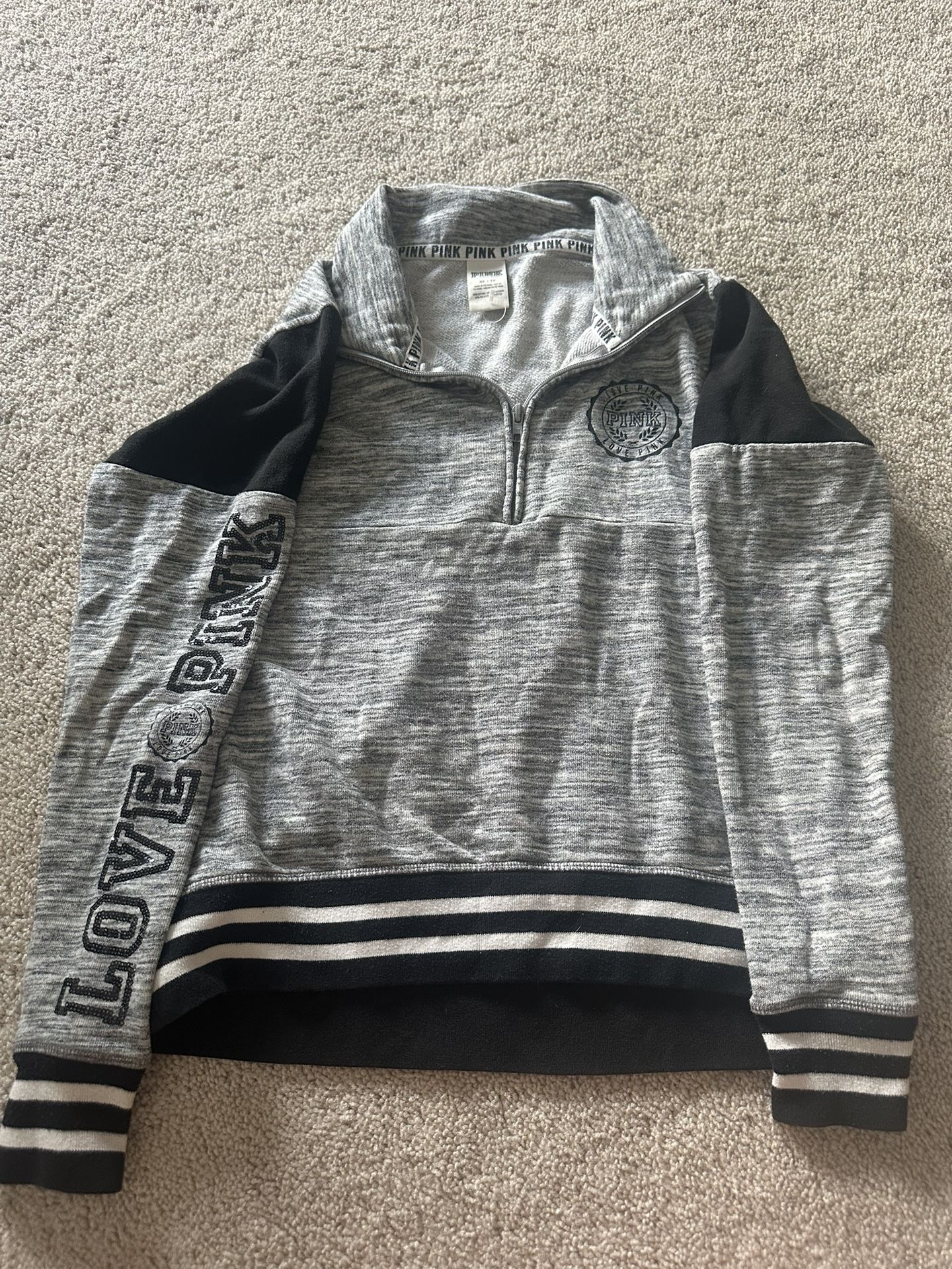 XS Pink.. Gray Zip Up Shirt