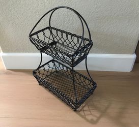 Heavy duty metal 2 tiers fruit/accessaries basket