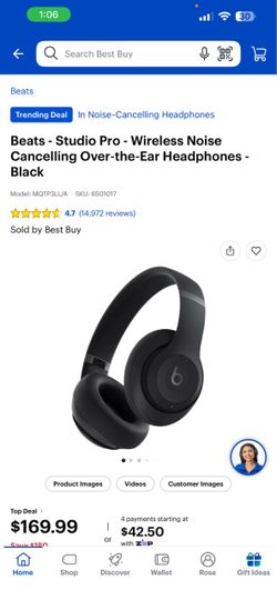 Beats - Studio Pro - Wireless Noise Cancelling Over-the-Ear Headphones - Black