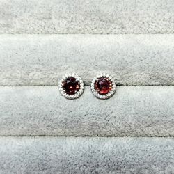 Ruby & Sapphire Halo Earrings