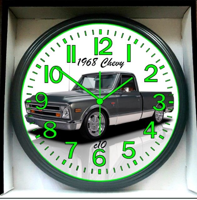 1968 Chevy C10 Truck Bagged Glow In The Dark Wall Clock New!