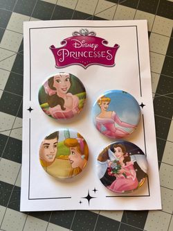 Belle & Cinderella  pin-back button set