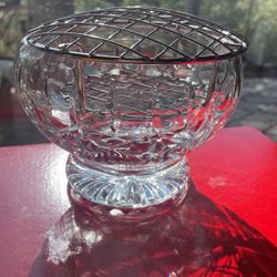 Vintage Ornate Crystal Glass Rose Vase Wedding Flower Frog Dish
