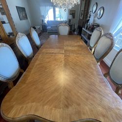 10-Person Dining Set with 8 Chairs – Expandable, Recently Reupholstered
