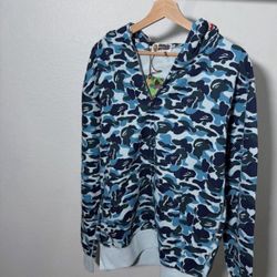 BAPE Shark Hoodie – Blue Camo – Full Zip Shark Face – Men’s Medium 