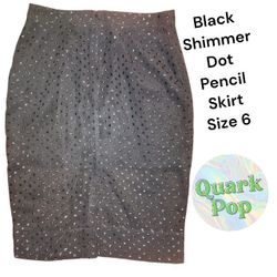 Leith Black Shimmer Dot Pencil Skirt Size 6