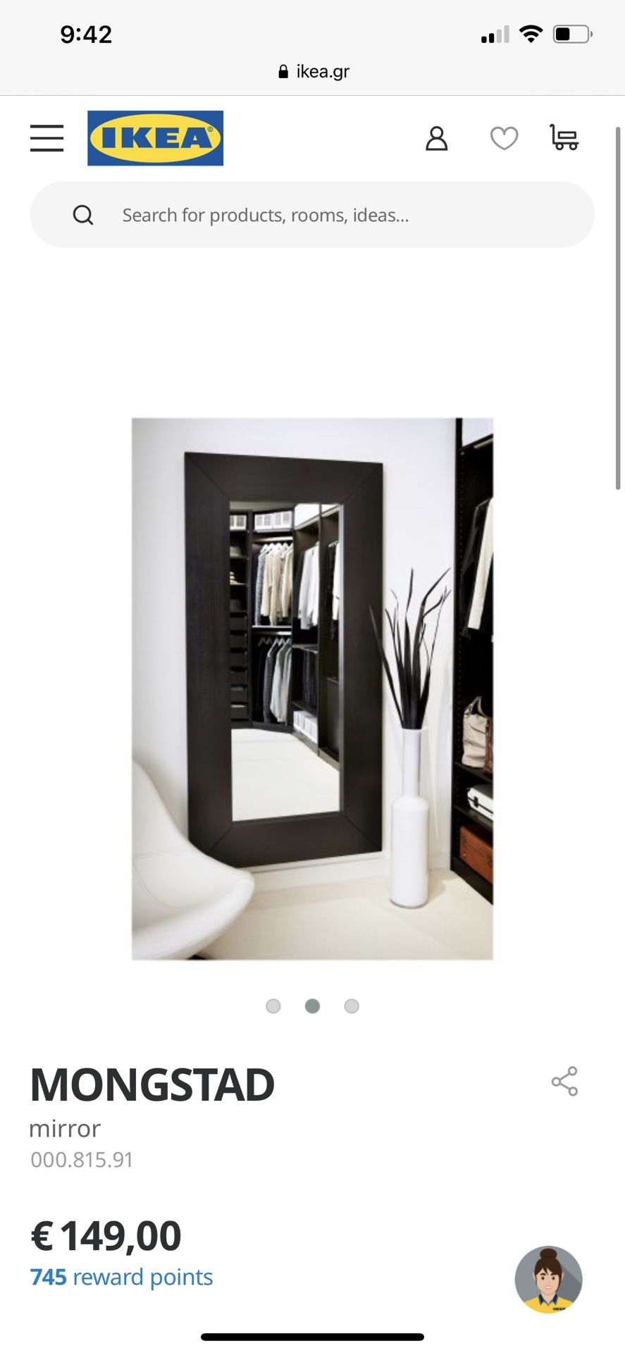 IKEA Mongstad Mirror Black/Brown 37” X 74 3/4” X 2 3/4”