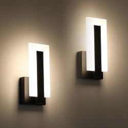 JOOSENHOUSE Modern LED Wall Sconces 3000K Warm White Pack Of 2-black