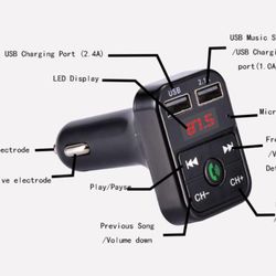 Wireless Bluetooth Car Kit Handsfree Talk MP3 player fm transmitter dual car charger