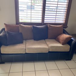 Sofa And Chair. Leather And Microfiber.  