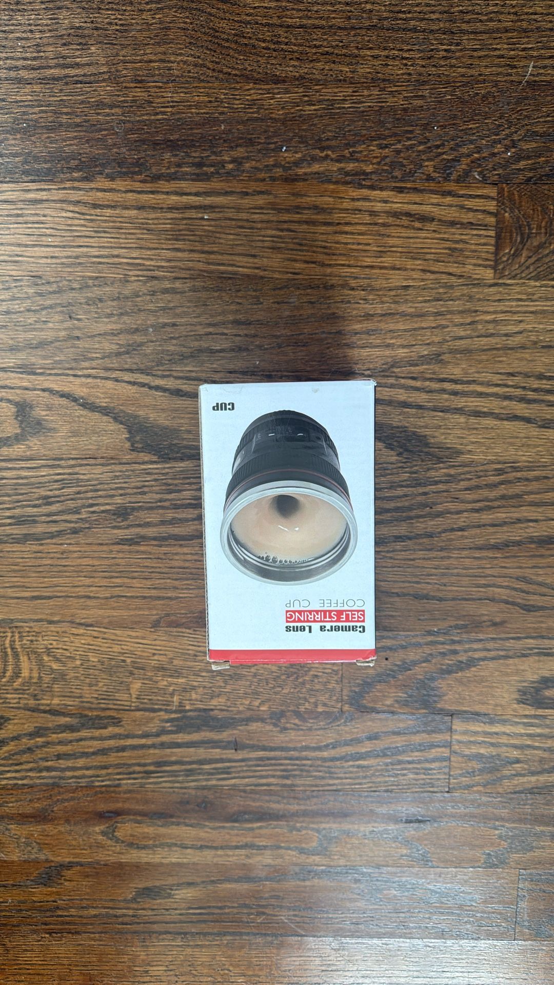 Camera Lens Self Stirring Coffee Cup 12oz Stainless Steel Interior