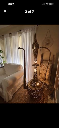 Oversized Moorish Middle Eastern brass converted into a lamp