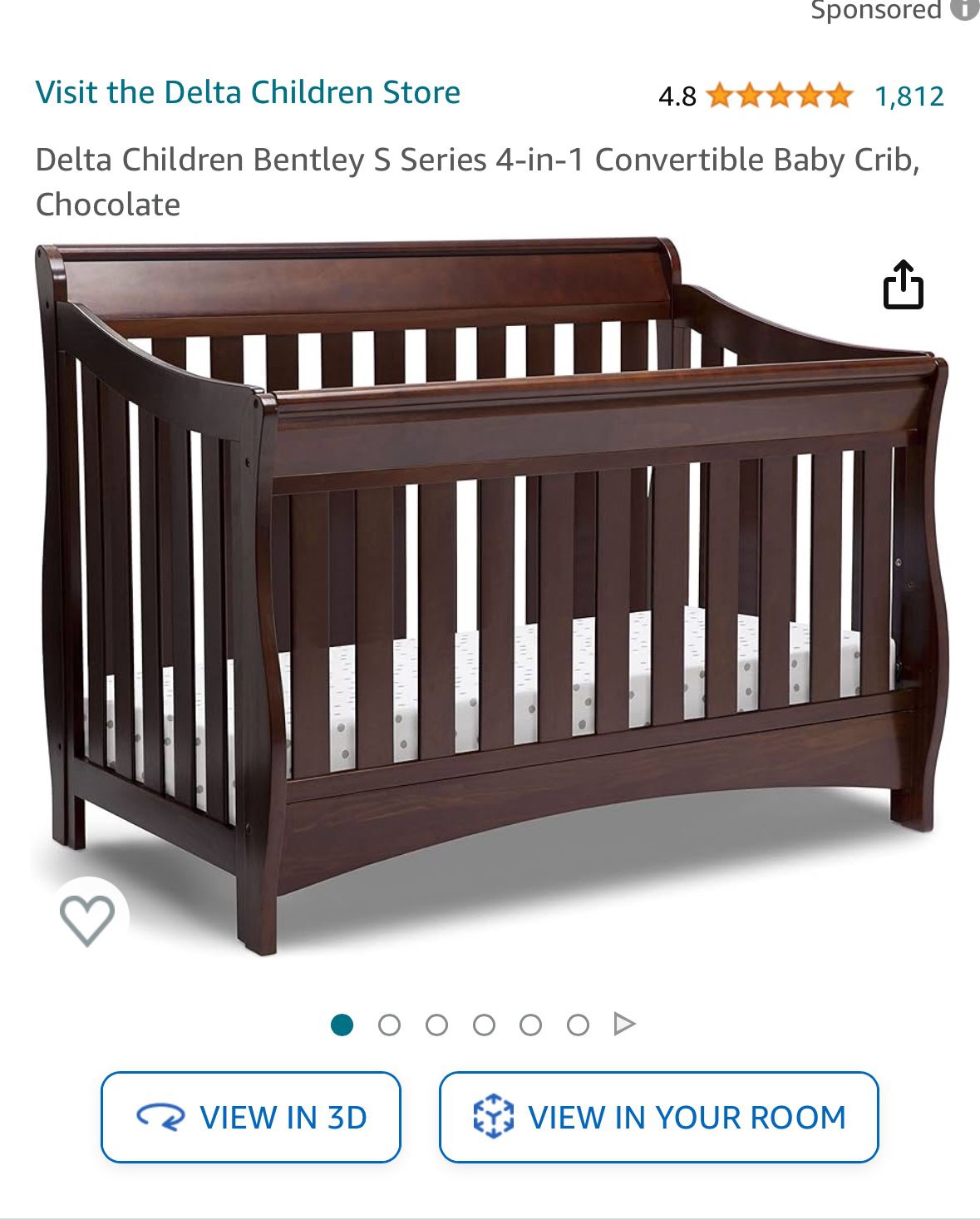 Delta 4 In 1 Convertible Crib and Dresser